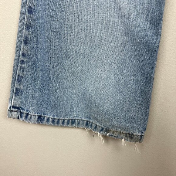 Todd Oldham Jeans 7x33 Blue Flare Leg Bell Bottom Mid Rise Denim 90s Y2K Hippie - Picture 6 of 15